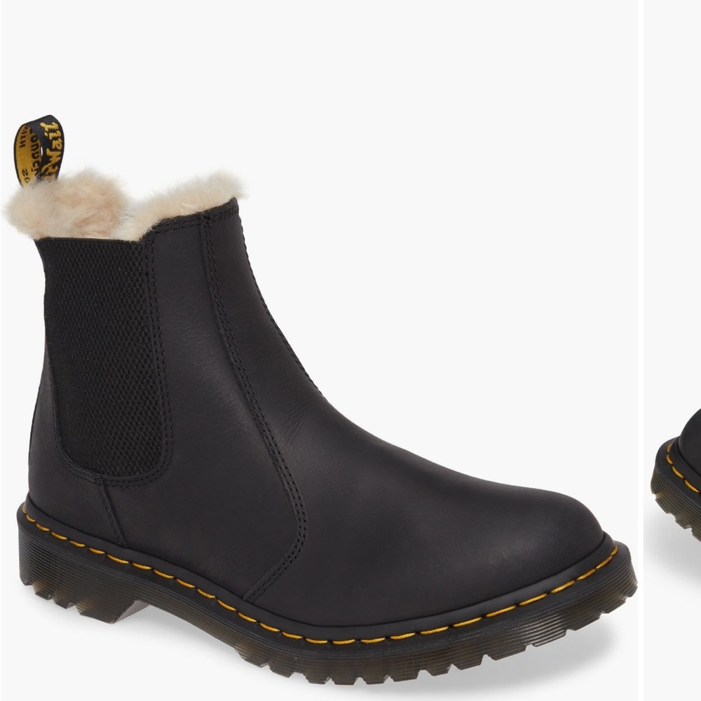 Dr. Martens Black Fur-Lined Chelsea Boots
